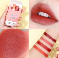 4 in 1 HengFang Korean Matte Lipstick Pack, Set of 4 Hey Girl smoke tube Moisturizing Long Lasting Waterproof Lipstick Women Make up Red, brown, pink, peach Velvet Cosmetic Lipsticks set. 