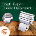 3 in 1 Kitchen Shelves Plastic Triple Paper Dispenser, Wall Attach Triple Paper Tissue Dispenser, Foil Cling Film Aluminum Foil and Tissue Paper Roll Holder, Triple Paper Dispenser Kitchen Storage Accessories By Commodity Store. 