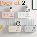 Pack of 2 –WIFI Holder Wall Mounted WiFi Router Shelf Box – ABS Plastic Wireless Router Holder & Organizer – Hidden Cable Storage Bracket – Space Saver for Home & Office – Easy Install – Black, White, Gray, Pink – Wall Mounted Decorative Internet Box. 