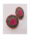 Floral Beads Earings (Green/Pink). 