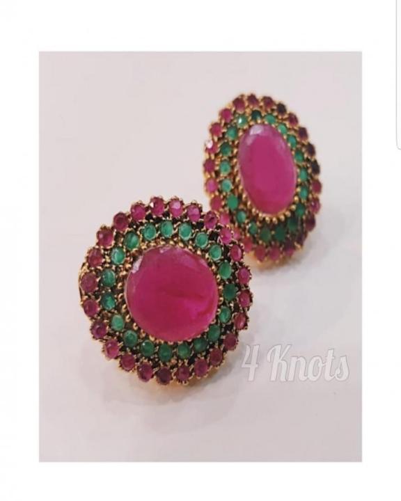 Floral Beads Earings (Green/Pink)