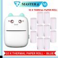 Pocket Inkless Mini Printer - 12 x Sticky Paper Roll & 12 x Thermal Paper Roll - Thermal Portable Bluetooth Wireless Mini Printer For Kids - For Photo, Picture, Office Receipt, Label Note, QR Code - Compatible With IOS & Android - Pink & Blue. 