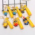 【Happier】 Anime Doll Yellow Man Cartoon Doll Keychain Cute Men And Women Bag Ornaments Creative Small Gift Keyring Car Accessories. 