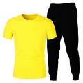 Yellow Summer Tracksuit T-Shirt and Trousers for Men. 