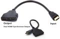 HDMI Male to Dual HDMI Twin Female 1 in 2 out Y Splitter Short Cable Converter for TV Xbox Blue-Ray DVD Players PS3, HDMI Male to Dual HDMI 1 Male to 2 Female HDMI Y Splitter Cable - Support Two TVs or Monitor Multi Monitor Adapter for HDMI HD, LED, LCD. 