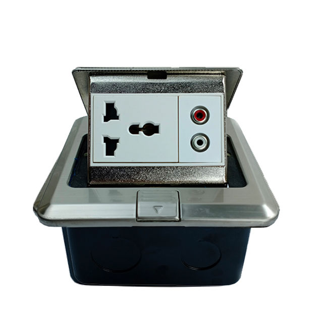Clopal Silver Square Pop-Up Floor Multi + AV Socket With Box