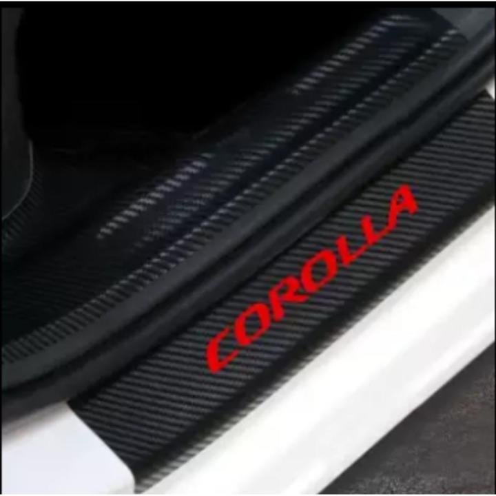 4 PCS Toyota Corolla Car Door Sill Protector 3D Carbon Fiber Scuff Protective Door Sill Cover Panel Sticker, Car Stickers, Stickers for Car
