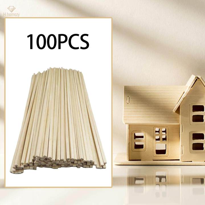 100Pcs Unfinished Wood Sticks Woodcrafts for Crafts Model Building Supplies 200cm