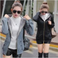 Yfashion Women Hooded Sweatshirt Fleece Lined Warm Thickened Jacket Large Size Solid Color Zipper Cardigan Sweater color. 
