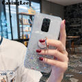 Casinglee for Redmi Note 9 case Shiny Ring Glitter Soft Transparent Holder Stand Back cover with String for Redmi Note9 Phone cases cover Stars Moon Girls. 
