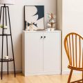 2-Door Storage Cabinet, Modern Floor Cabinet with 3-Tier Shelf, Freestanding Side Cabinet with Anti-Toppling Device, Storage Organizer for Living Room, Kitchen, Dining Room, Entryway. 