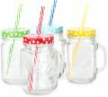 Glass Mason Jar Cups with Handle, Lid and Plastic Straws - Mason Jar Mugs For Cold Beverages - 500ml. 