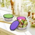 Techmanistan Set of 3 - Stainless Steel Mixing Bowls, Stainless Steel Nesting Bowls Set with Airtight Lids Non-Slip Food Storage Containers, Food Storage Bowls, Stainless Steel Seal Bowl With Lid. 