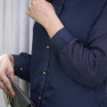 Women's Button Down Shirt Navy. 