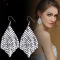Korean Fashion Sequins Long Tassel Earrings Square Scaled Variable Earrings Party Latin Dance Earrings Wholesale. 