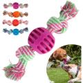 Pet Dog Treat Ball Dog Toy Cotton Rope Chew Toy with Rubber Ball – Molar Toy for Dog Christmas Ball – Cleaning Teeth Toy for Small Medium Puppy Indoor Outdoor. 