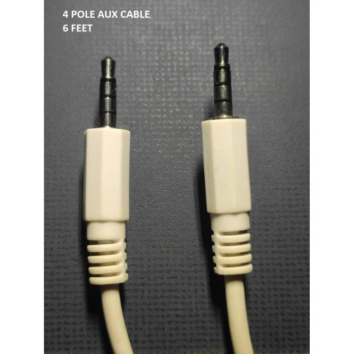 4 Pole AUX Cable 3.5mm Jack 6 Feet