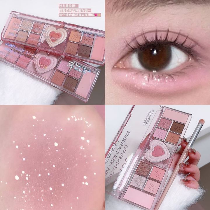 Cool Tone Eyeshadow Palette Pink Korean Sweet Eye Makeup Highlighter Aegyosal Multifunction Eye Shadows Sugarock Pallet Cosmetic BruberryBeD