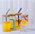 Glass Drinking Cup Compact Water Cup Soda Can Glasses Milk Mug Multi-function Juice Bottle with Handle Glass Water Bottle Soda Glass Cups Drinking Mug Bamboo Jug With Cover Travel. 