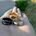 HIGH QUALITY CUSTOMIZED SINGLE NAME RING WITH GIFT BOX PACKING THREE COLORS AVAILABLE GOLDEN,SILVER,BLACK (PERFECT GIFT TO SEND YOUR WIFE , HUSBAND , FIANCE OR ANY ONE). 