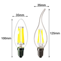 10PCS LED Filament Bulb E14 E27 E12 C35 C35L 220V 110 4W 6W Warm White Dimmable Glass 360 Degree Edison Retro Candle Light Blubs. 