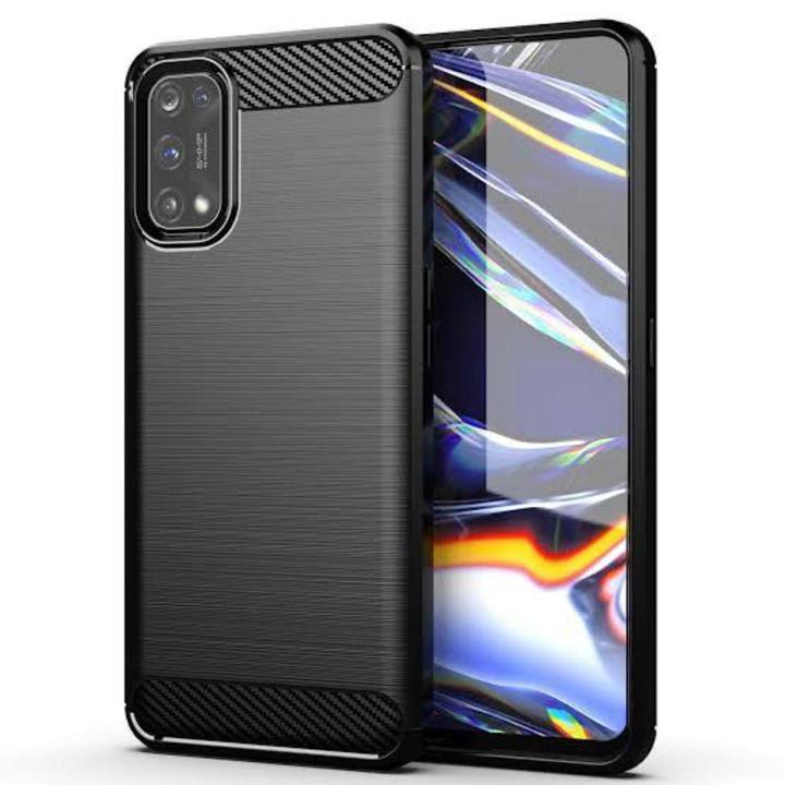 Realme_7 pro Case Bumper Rubber Silicon Carbon Fiber Flexible Protective Cover For Realme_7 pro