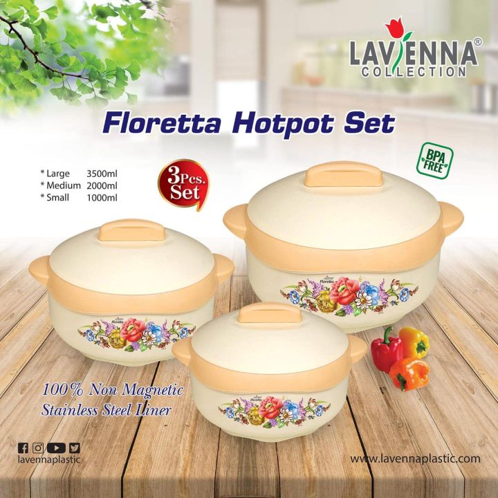 3 PCS HOT POT SET  OFF WHIITE COLOUR
