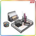 Office Table Stationery Table Set 6 in 1 Desk Organizer Table Set Pen Stationery Holder Stand & Letter Tray Tier Metal Mesh. 