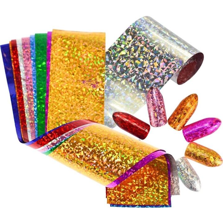 HOLOGRAPHIC Transfer Foils Starry NAIL LASER FOIL 6 Colours NAILS Stickers Paper
