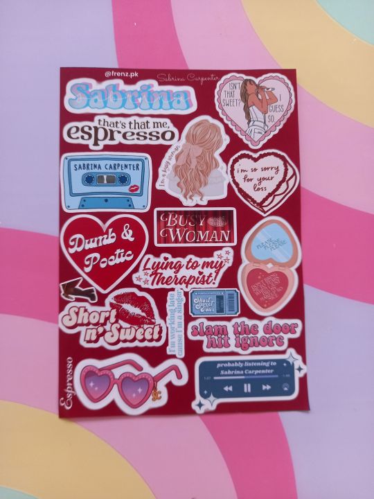 Sabrina Carpenter UNCUT sticker sheet A6 size - 15 x 10 cm