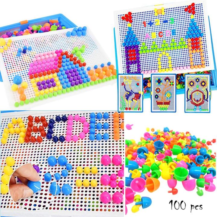 Mushroom Nail DIY Handmade Toys Children's Montessori Educational Toys Intelligent 3D Puzzle Game Jigsaw Board Gifts