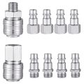 10 Pcs Air Line Hose Euro Connectors, Hose Compressor Fittings 1/4-Inch BSP Thread Quick Release Connector Fittings Set. 