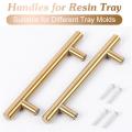 Multipurposed Golden Handles With Screws, Gold Handles For Resin Tray, old Tray Handles Resin Tray Molds Handles Metal Handle for Silicone Resin Casting Tray Mold Drawer Kitchen Cabinet Door Hardware with Screws. 