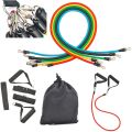 11 PCS Latex Resistance Band Set Yoga Pilates Abs Exercise Fitness Gym Workout Set With Elastic Tube, Door Anchor, Ankle Straps, And Handles For Weight Loss Or Stretch. 