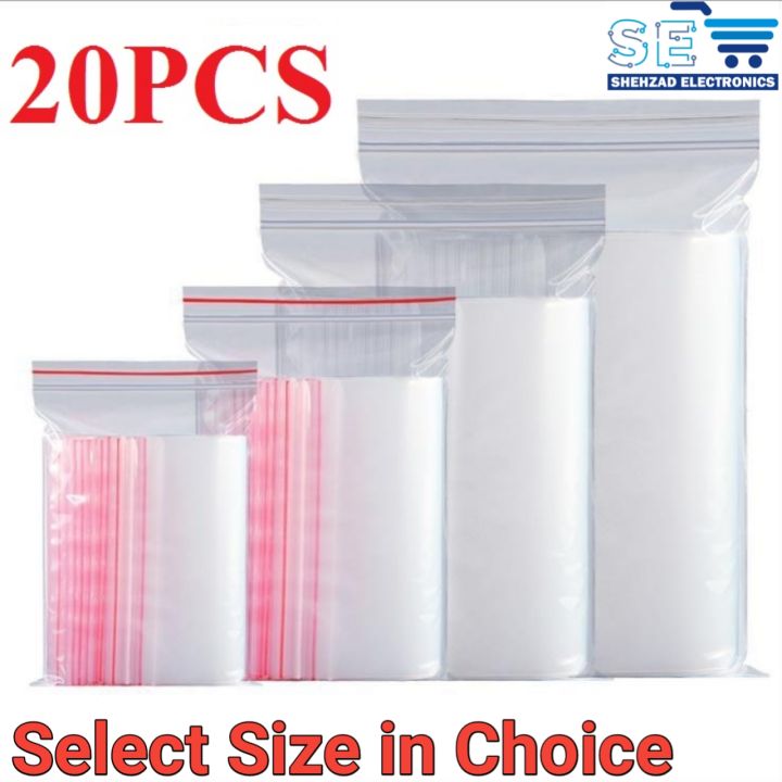 20PCS Resealable Vacuum Air Tight Clear Zip Lock Ziplock LDPE Plastic Bags multiple sizes to choose from
