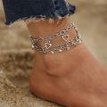 Huitan Metal Rock Chains Anklets for Women Cool Foot Accessories Snake Lock Key Heart Charms Daily Wear Ankle Bracelet Jewelry. 