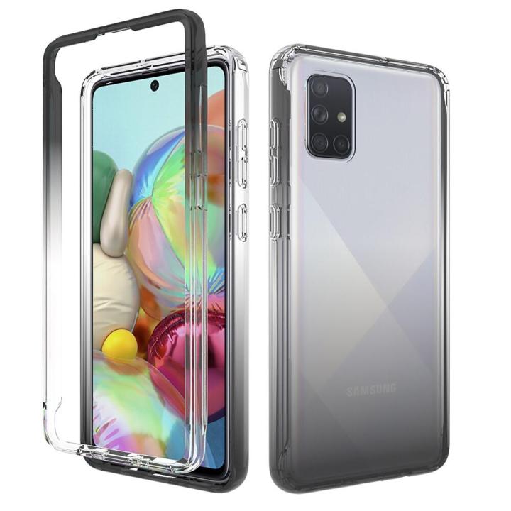 lthmy For Samsung Galaxy A71 Transparent 2-in-1 Gradient Shockproof Case