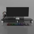 Wooden Monitor Stand - Monitor Riser Wood - Desk Organizer Stand for PC Monitor, Laptop and Printer - High Quality Glossy Black Lamination. 