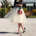 26 Colors 5 Layered 65cm Knee Length Tulle Skirt Tutu Women Skirt High Waist Pleated Skirt Cosplay Petticoat Elastic Belt Faldas. 