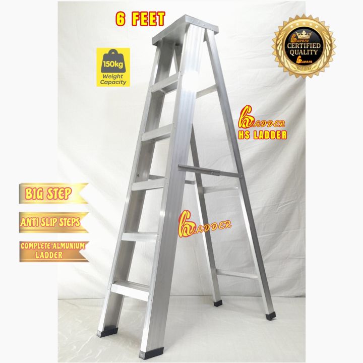 6 Step Aluminium Ladder Height 6 Feet  And Folding Platform Big Steps Light Weight Non Slip  Steps  For Aluminum Construction