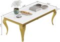 Center Table for Living Room Modern White Center Table with wooden Marble texture Top & Luxury Gold paint. 