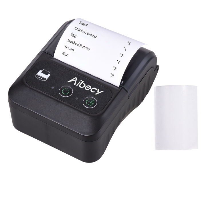 Aibecy Portable BT 58mm 2 Inch Thermal Receipt Printer Mini USB Bill POS Mobile Printer Support ESC/POS Print Command Compatible with Android/iOS/Windows for Small Business Restaurant Retail Store