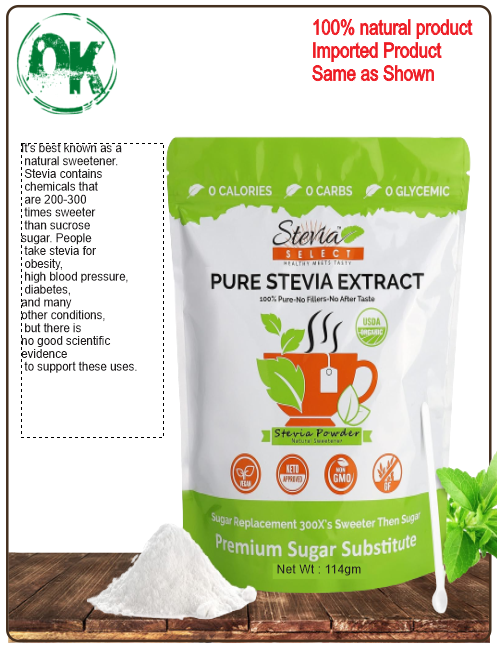 Stevia Select Organic Stevia Powder - Sugar Free Plant Based Stevia Sweetener USDA Certified Non GMO Pure Stevia Extract from Stevia Rebaudiana - Sugar Substitute No Fillers Zero Calorie Sweetener 114gm