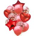 14Pcs Balloons Decoration Set (Star Shaped, Heart Shaped, Confetti Filled transparent Balloons and Latex Party Balloons) for Happy Birthday theme, wedding Anniversary, welcome Party, Baby shower, Bridal Shower and other events.. 