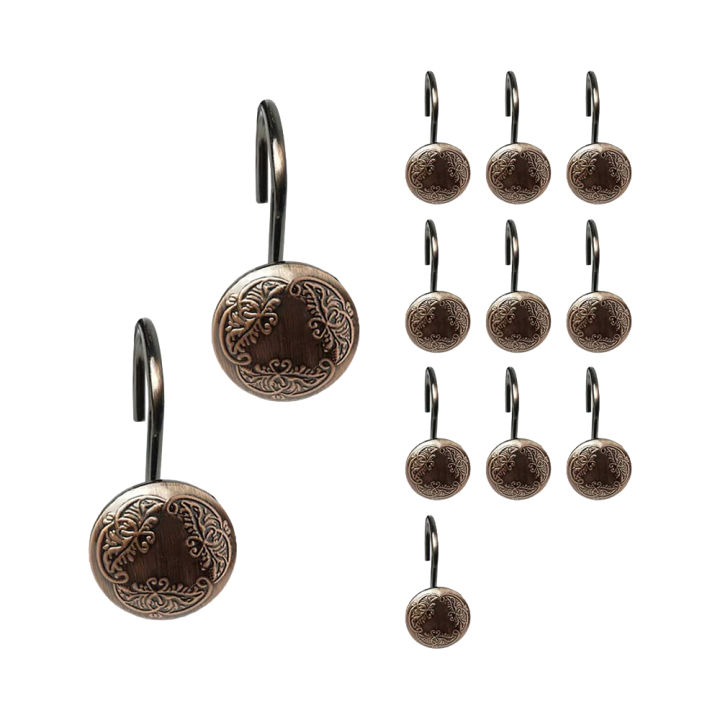 Set of 12 Antique Shower Curtain Hooks Curtain Rings for Bathroom Shower Rods Hooks