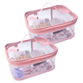 Cosmetic Organizer Makeup Brush Bag Cosmetics Transparent Multifunction Large Waterproof Portable Travel Makeup Cosmetic Bags - Pink - 1Pc. 