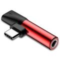 BASEUS L41 - 2 in 1 CONNECTOR  Type C  to 3.5mm Aux Jack Adapter + TYPE C Charging Extension Earphone Adapter. 