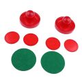 Sets of Two Air Hockey Pushers Strikers Goalies Plus Four Pucks Red. 