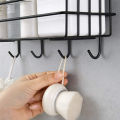 Bathroom Storage rack and organizer, Bathroom metal  Shelf Wall Mounted With Hooks, Bathroom accessories. 