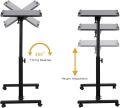 Bed Desk Adjustable Overbed Laptop Table - Portable Rolling Tray Cart with Wheels for Sit Stand Use. 